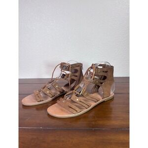 DV by Dolce Vita Gladiator Sandals Womens 8 Brown Lace Up Back Zip Boho Flat